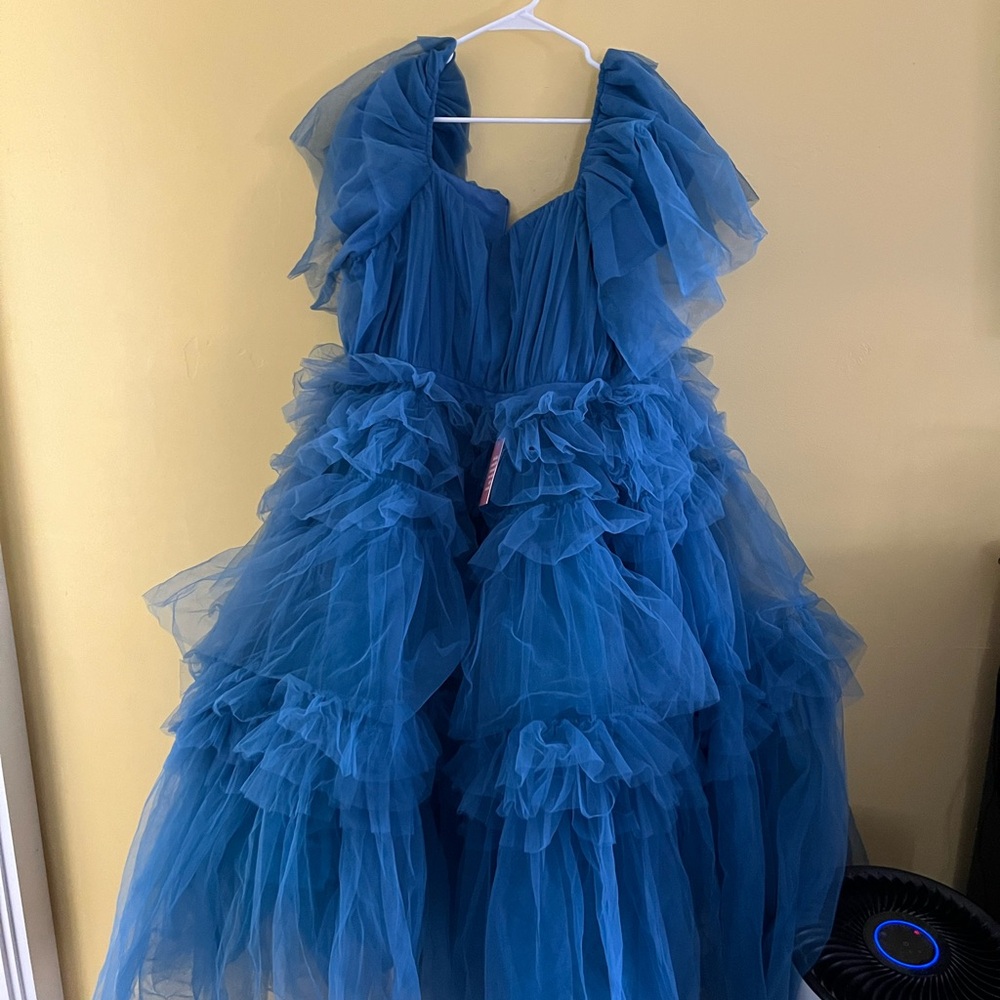 Ivy City Co Blue Tulle Maxi Dress - Picture 4 of 6